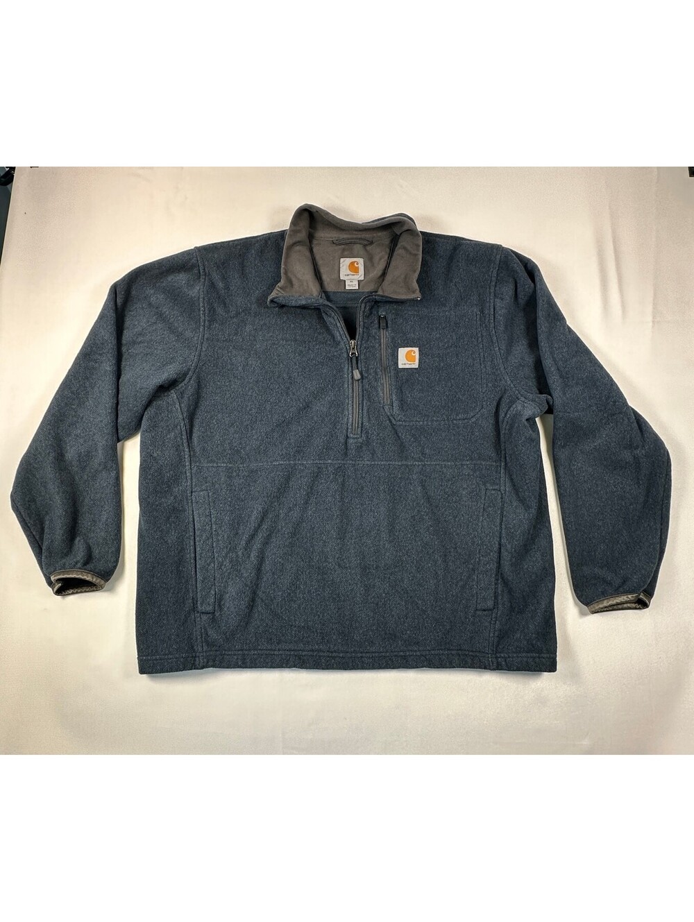 Carhartt Dalton Half-Zip Fleece Jacket Men's XL Carbon Heather Blue Pullover